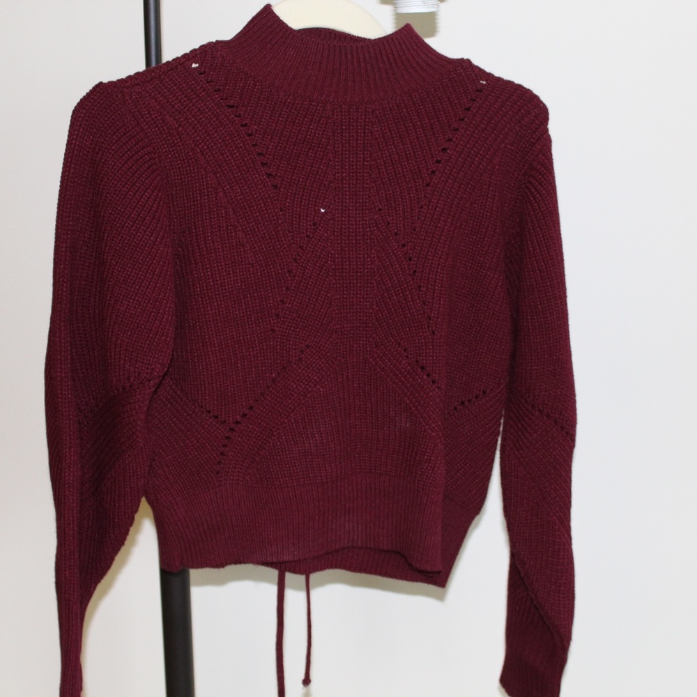 Top Shop Cropped Burgandy Sweater